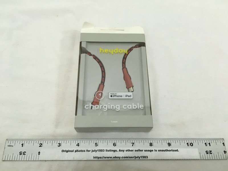 NEW Heyday 4' Charging Cable USB-C to Apple iPhone iPad - DARK ORANGE/BROWN (ob) gallery