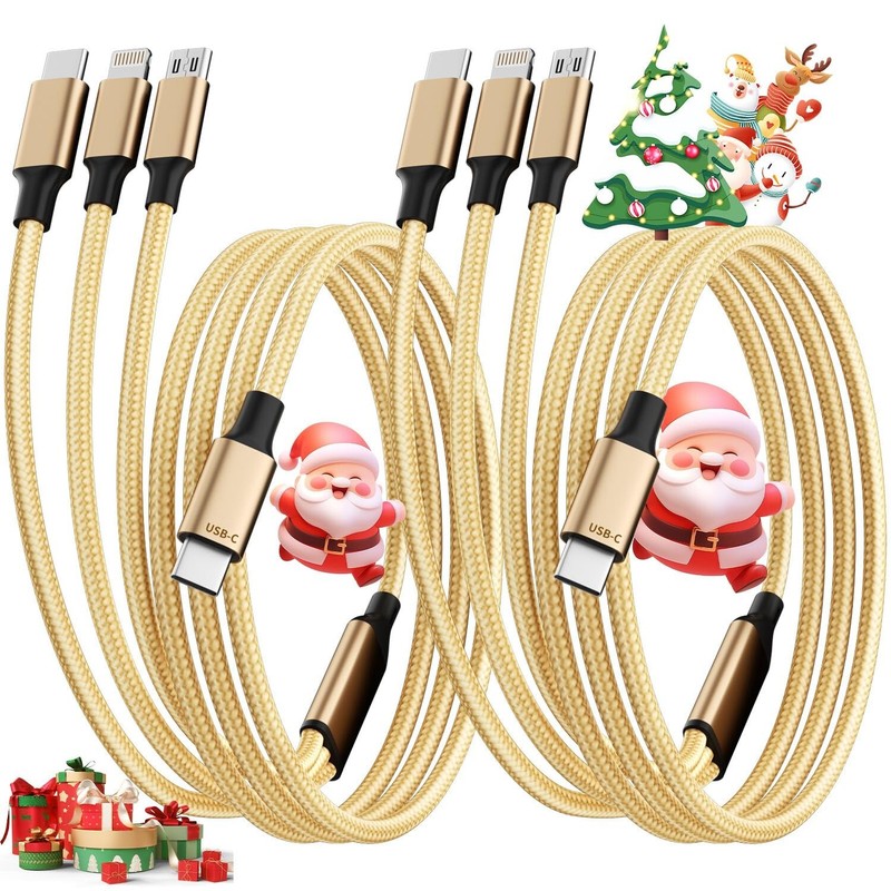 USB C Multi Charging Cable [2Pack 4FT], 3 in 1 Charging Cable Nylon Braided U...