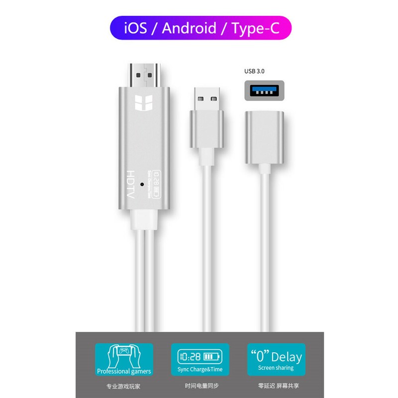 1080P HD-MI Adapter Cable to TV/Projector/Monitor for iPhone Android Phones gallery