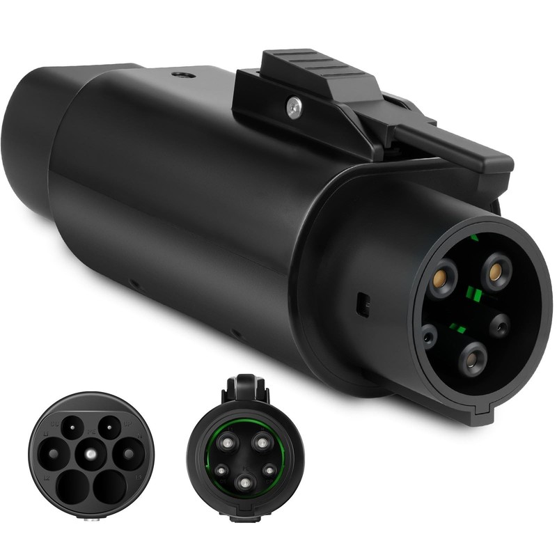 Type 2 to Type 1 EV Adapter, 32A 250V AC, IEC 62196 SAE J1772, Anti-Drop Clip gallery