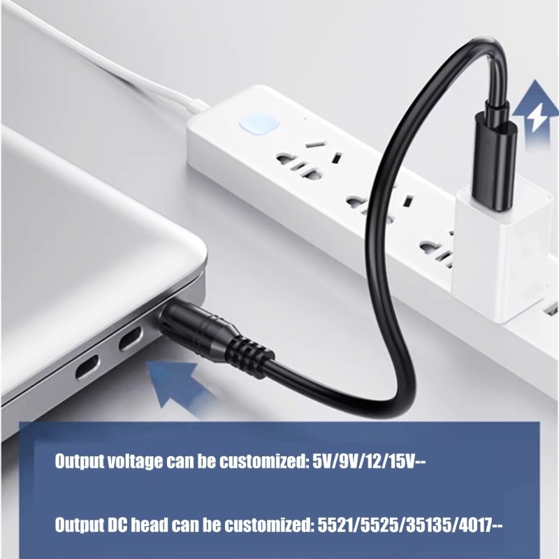High Efficiency USB C to DC5.5x2.1mm 12V Power Cord for Small Appliances gallery