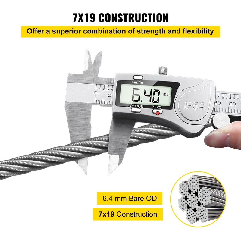 1/ 4" Stainless Steel Cable 200FT, T304 7x19 Tighter Core Cable Railing System gallery