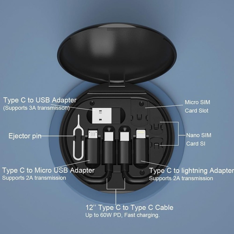 ZALUJMUS Data Cable Storage Box USB C Micro USB Adapter gallery