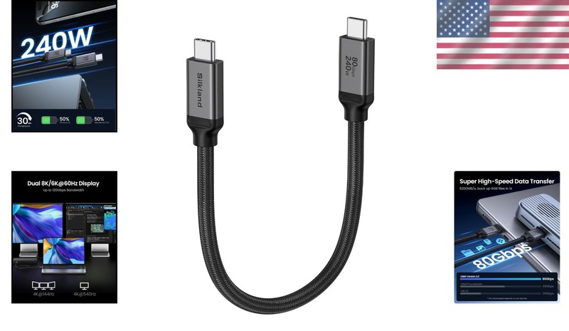 80Gbps Thunderbolt 5 Cable 1FT, 240W PD Charging gallery