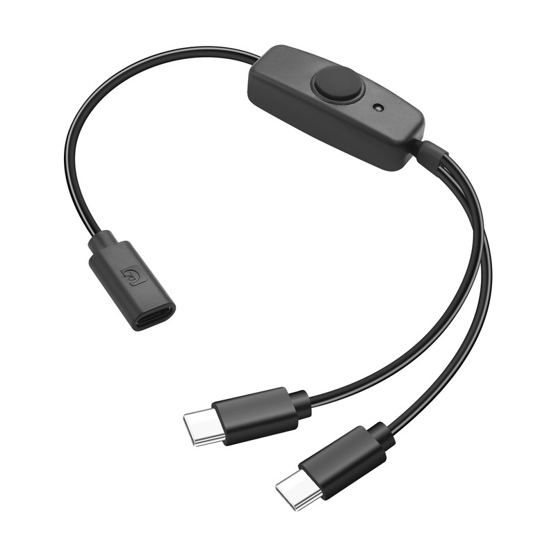 USB C Splitter Power Cable with Switch 5V 2A Type C Female to Dual Male Power…