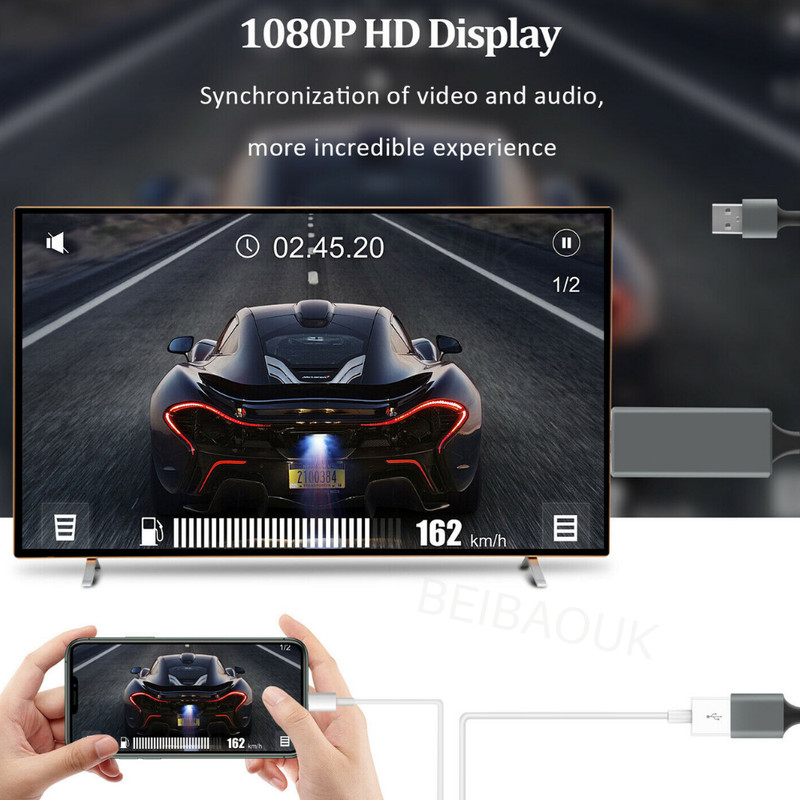 1080P USB HDMI Cable Phone to Digital TV HDTV AV Adapter For iPhone 15 8 Android gallery