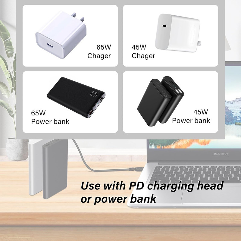 GINTOOYUN USB Type-C to DC 12V Power Charge Cable，Usb-C Male Input to Dc5.5X2.5M gallery