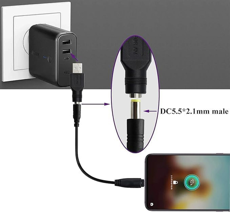 USB to DC Power Adapter, 2PCS USB 2.0 Male to DC 5.5Mm X 2.1Mm Female 5V Connect gallery