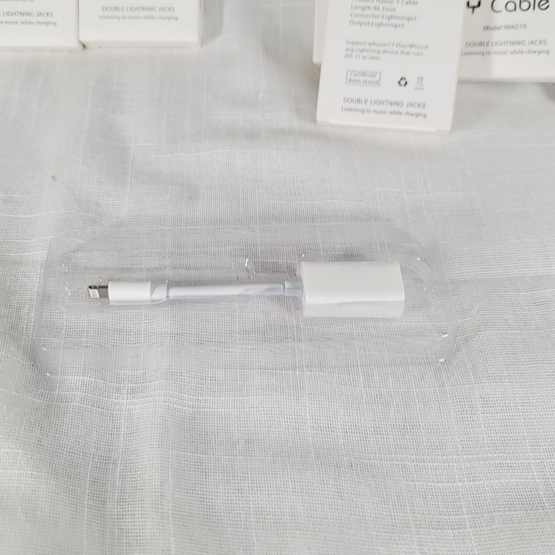 8 - Double Charging & Headset Y Cable Dongle For Apple Devices Bulk Lot gallery