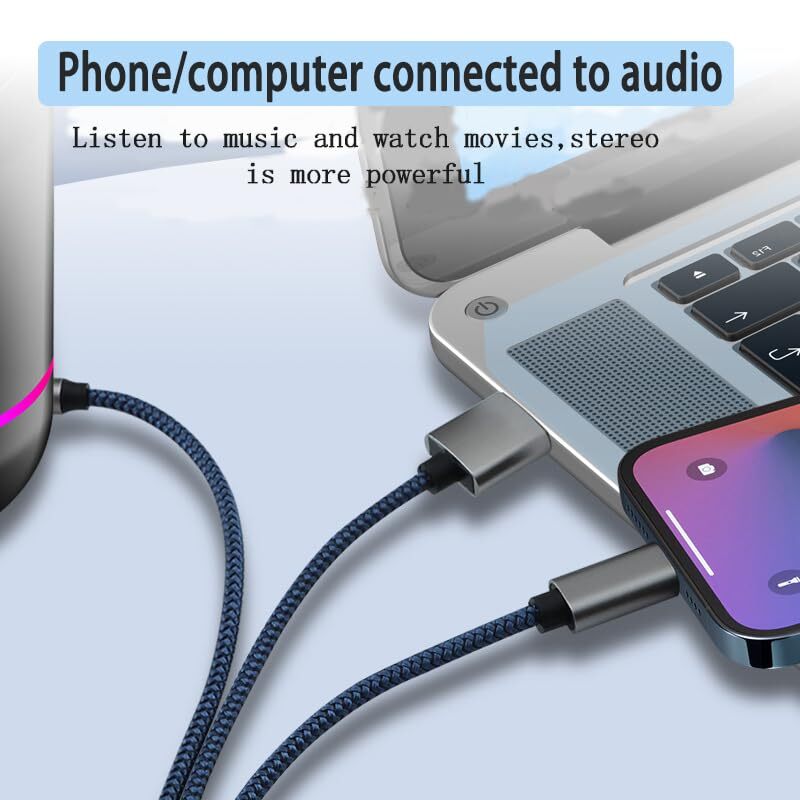 3.5mm Aux Cable with USB A 2-In-1 Charge Fit with iPhone 14 13 12 11 XS XR lot gallery