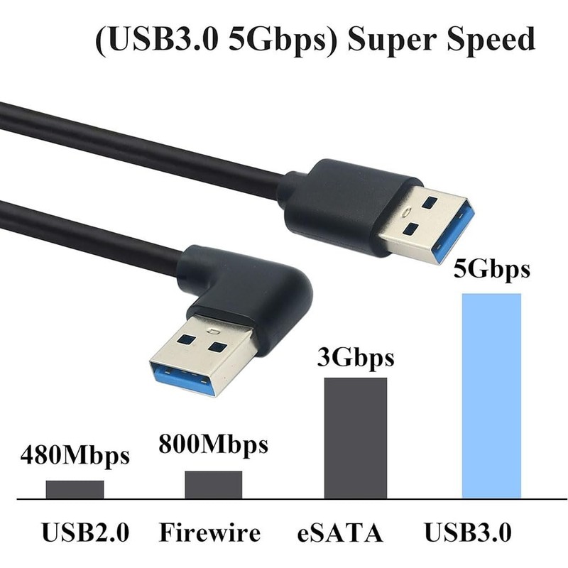 1 FT 5Gbps Right Angled USB 3.0 Type-A Male to Straight A-Male Data Cable gallery