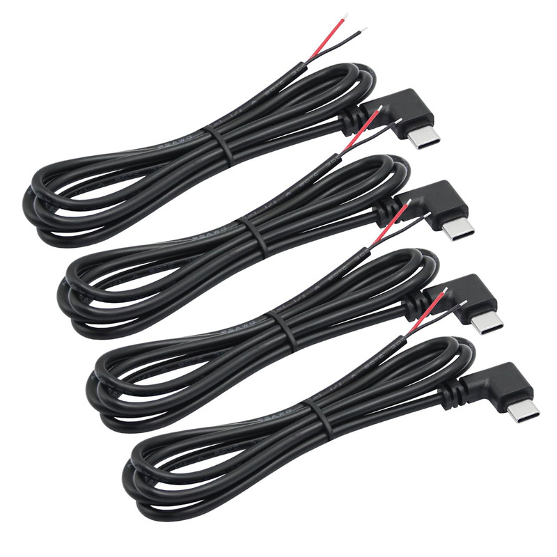 4Pcs 90 Degree USB C to 2 Pin Bare Wire Open End Wire 1M/3FT, Right Angle USB Ty gallery