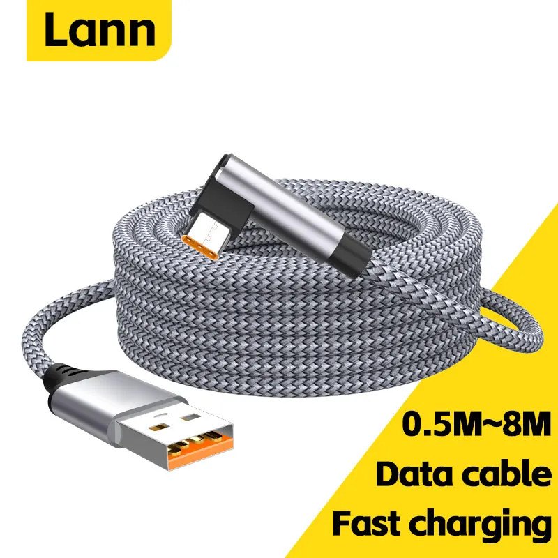 6A USB C Elbow Type C Fast Charge Cable 3M 5M Phone Extend Charging Cable for Sa gallery