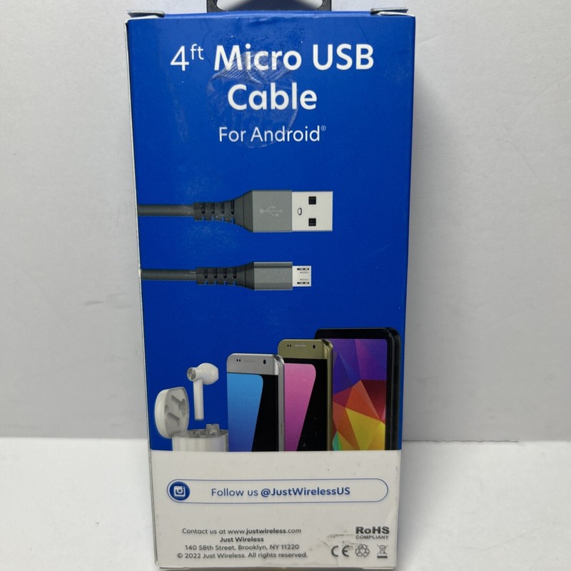 JUST WIRELESS JW 4 FT. MICRO USB CABLE FOR ANDROID DEVICES EXTRA STRENGTH gallery