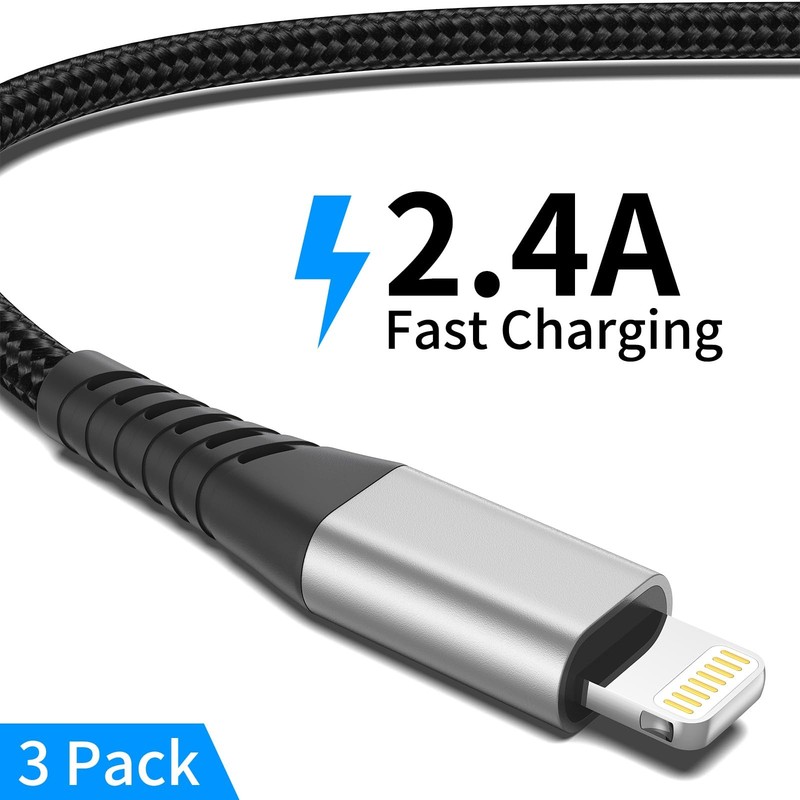 Acevien Short iPhone Charge Cable 6 Inch, 3Pack 0.5 Foot USB Feet, Black gallery