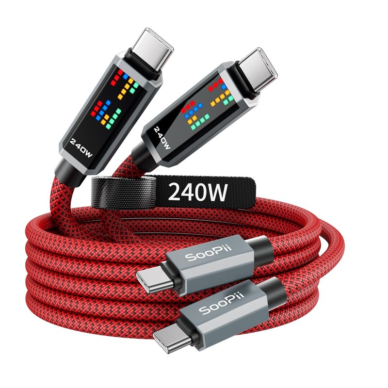 6.6FT 240W USB C LED Display Red 2 Pack