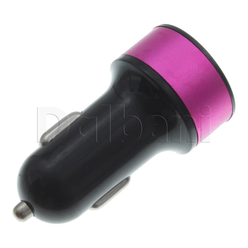 Dual Port USB Car Charger 2.1A Black & Pink for Universal Devices