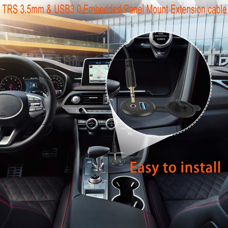 USB3.0 & 3.5mm Audio Threaded Fixed Embedded Car Waterproof Cable 5Gbps TRS 3... gallery