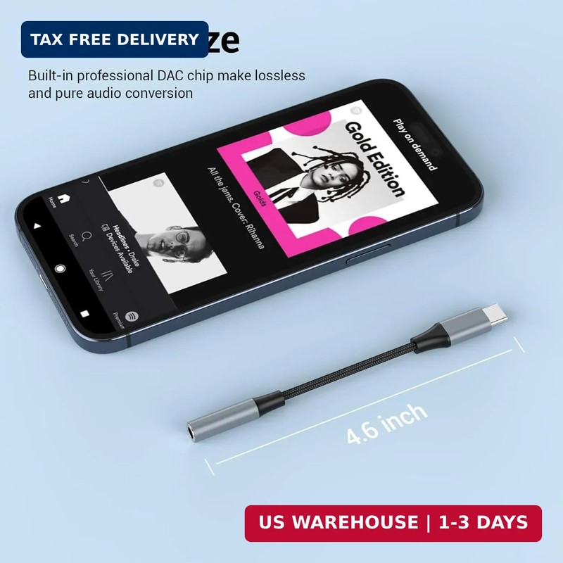 2pcs USB C to 3.5mm Female Headphone Jack Adapter | Upgrade Metal Case, Compatib gallery