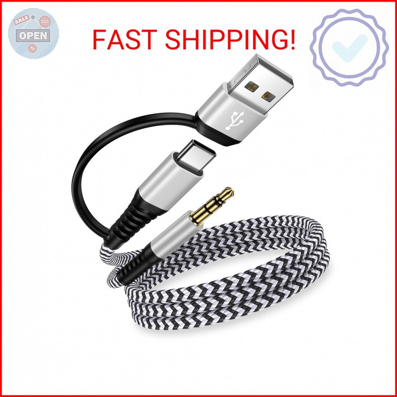 CIQILY USB A to 3.5mm Audio Aux Cable for Headphones Speaker PC Laptop Windows P
