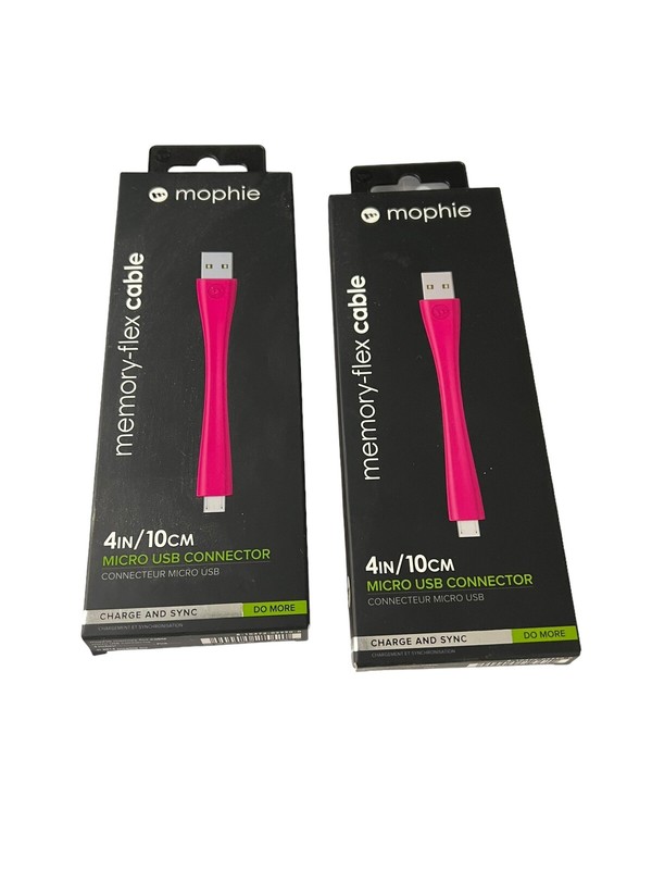 Mophie memory-flex Cable 4in/10cm Pink Lot Of 2 SA1