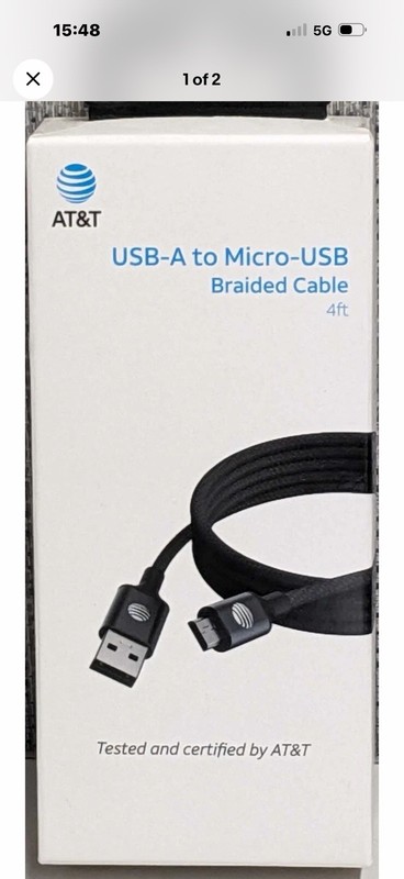 Lot 32 Units, AT&T 4-foot Braided Micro USB Cable ( Cs 11)