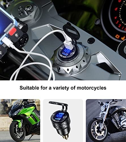 Aluminum DIN Plug Dual Quick 3.0 USB Charger Power Adapter for 12V-24V Motorcycl gallery