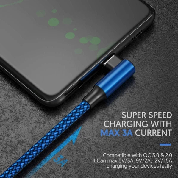 USB C Cable 90 Degree Right Angle [2 Pack 6.6FT] Fast Charging USB A to Type C gallery