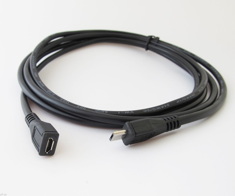 1pc 2M/6.6ft Extension Data Cable Micro USB 5pin Male to Female Straight Cable