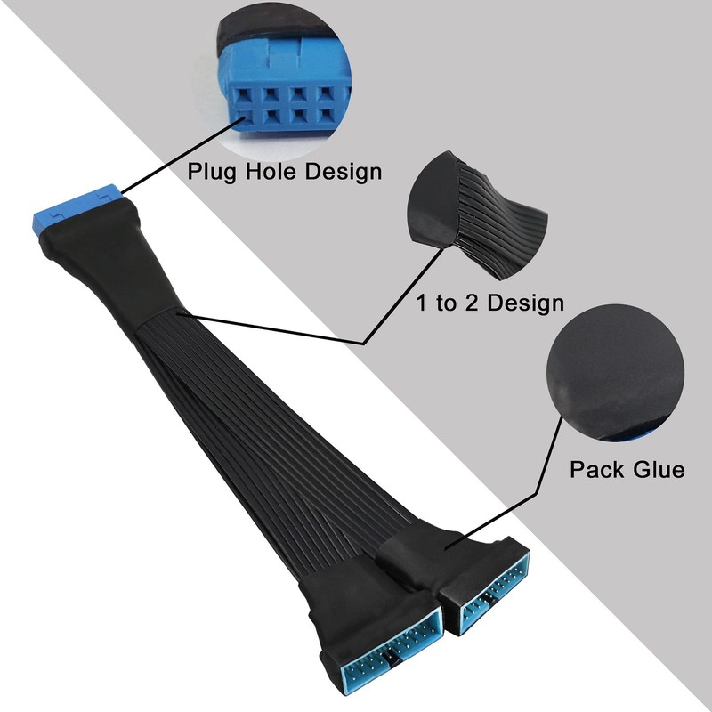 USB 3.0 Header Extension Cable, 19/20 Pin 1 to 2 Y Splitter Internal Extensio... gallery