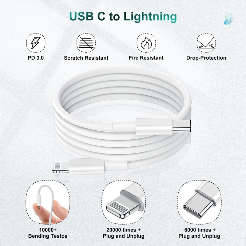 Wholesale 20W USB-C to iPhone Cable Fast Charger For iPhone14 13 12/Pro Max Cord gallery
