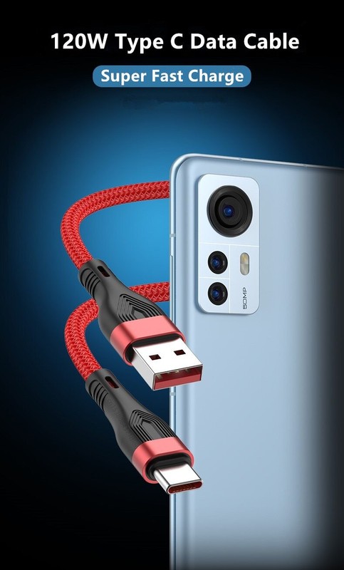 Braided USB Type-C Adapter Cable USB-C Charger Cord 6A 120W Fast Charging AU gallery