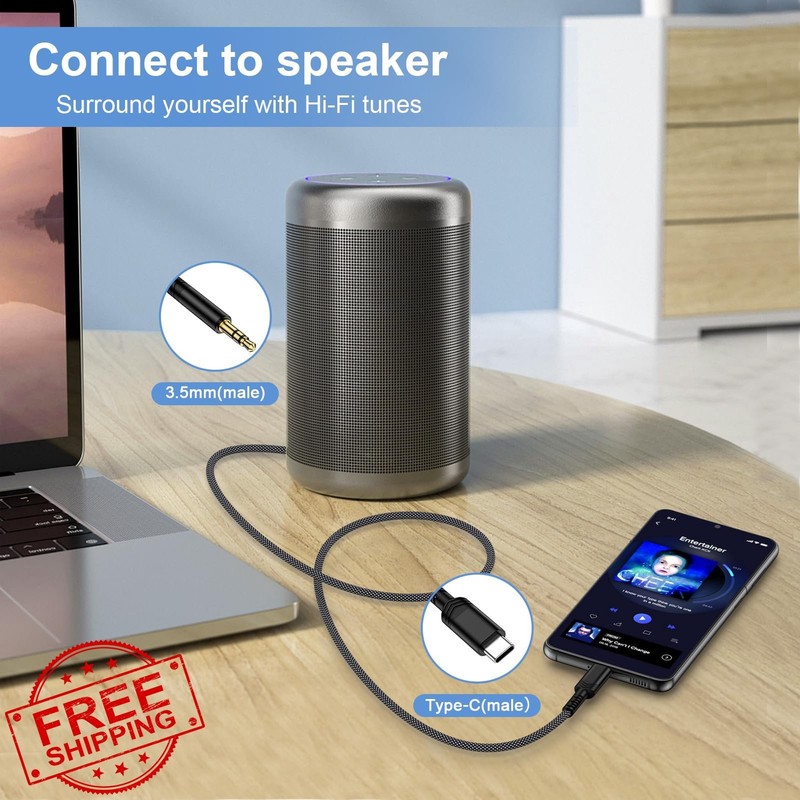 CIQILY USB C to 3.5mm Aux Cable 3FT iPhone/Samsung gallery