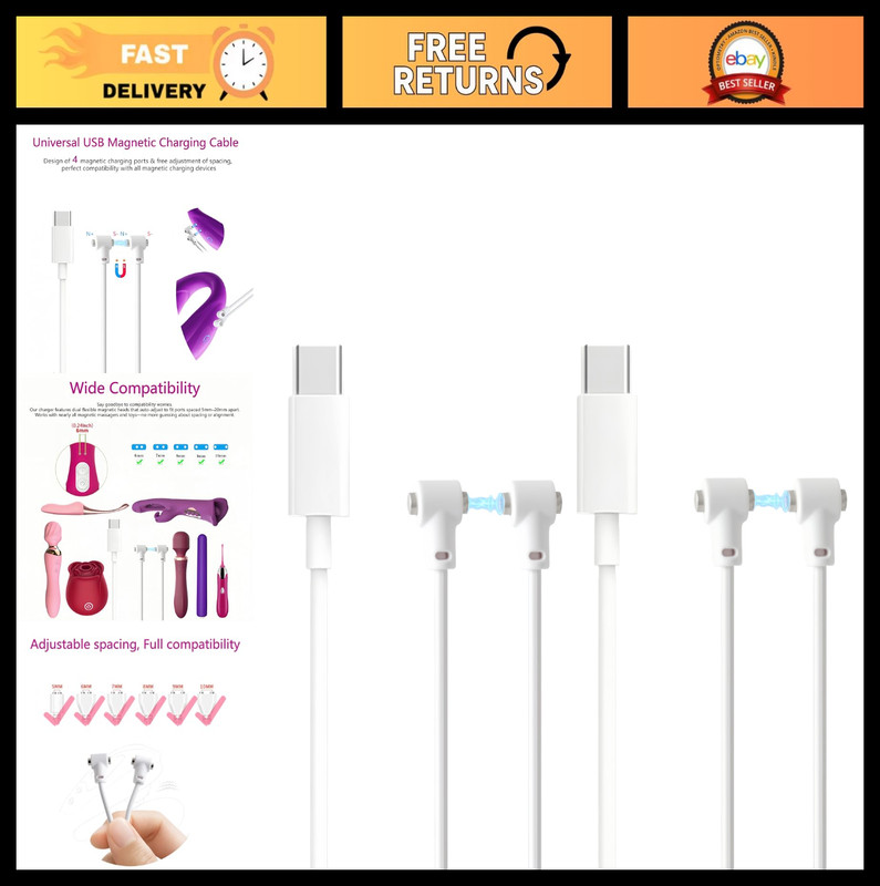 Universal Magnetic Charging Cable for Personal Massagers & Rechargeable Toys - 2