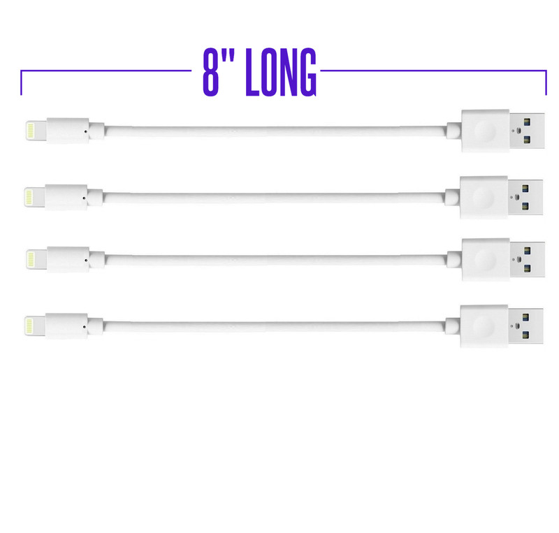 x4 8" 8in charge & Data Short USB Cable For iPhone 14 13 12 11 Pro Max X 8 7 6 gallery
