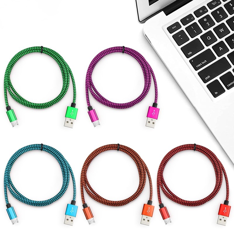 Smays USB to Micro Cable 3ft 5-Pack, Nylon Braided 3 Feet, Multicolored gallery