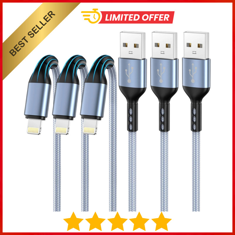 USB C to Lightning Cable 3Pack 6 FT Apple MFi Certified iPhone Fast Charger Type