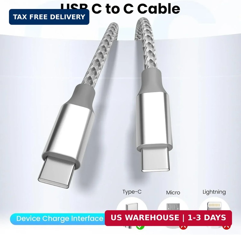 KYEHD USB C Cable，3 Pack 10FT 60W Fast Charging USB C to USB C Cable, Durable Ty gallery