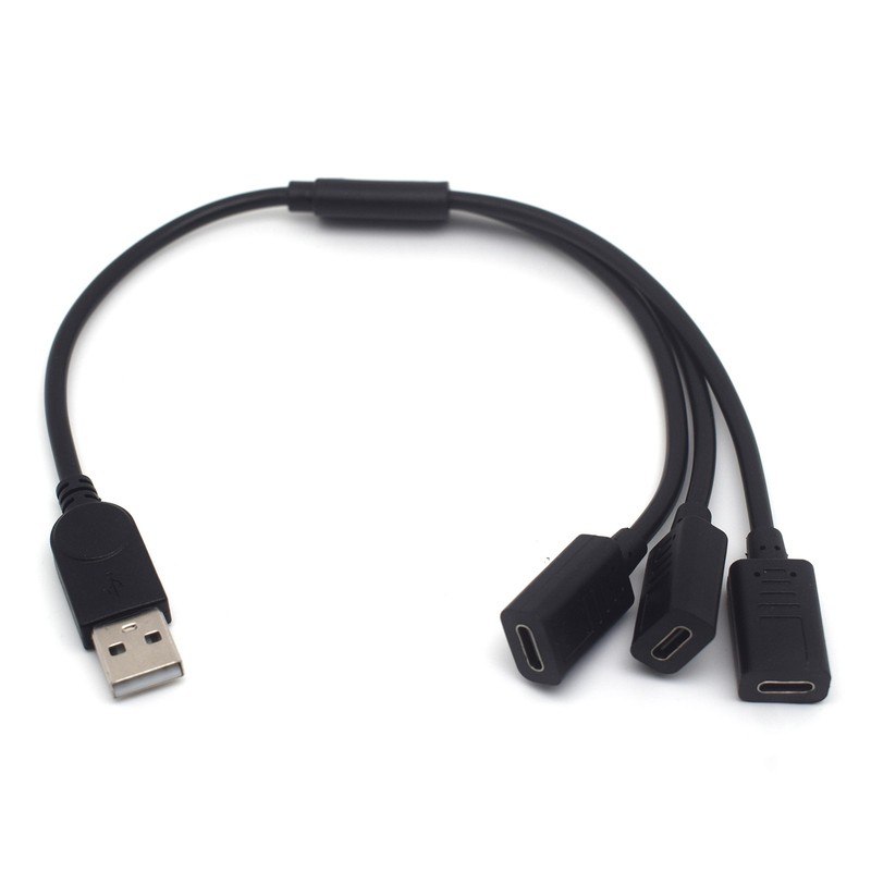1x USB-A Male to USB-C Splitter Cable 1 in 3 Out for Transfer Data & Charging