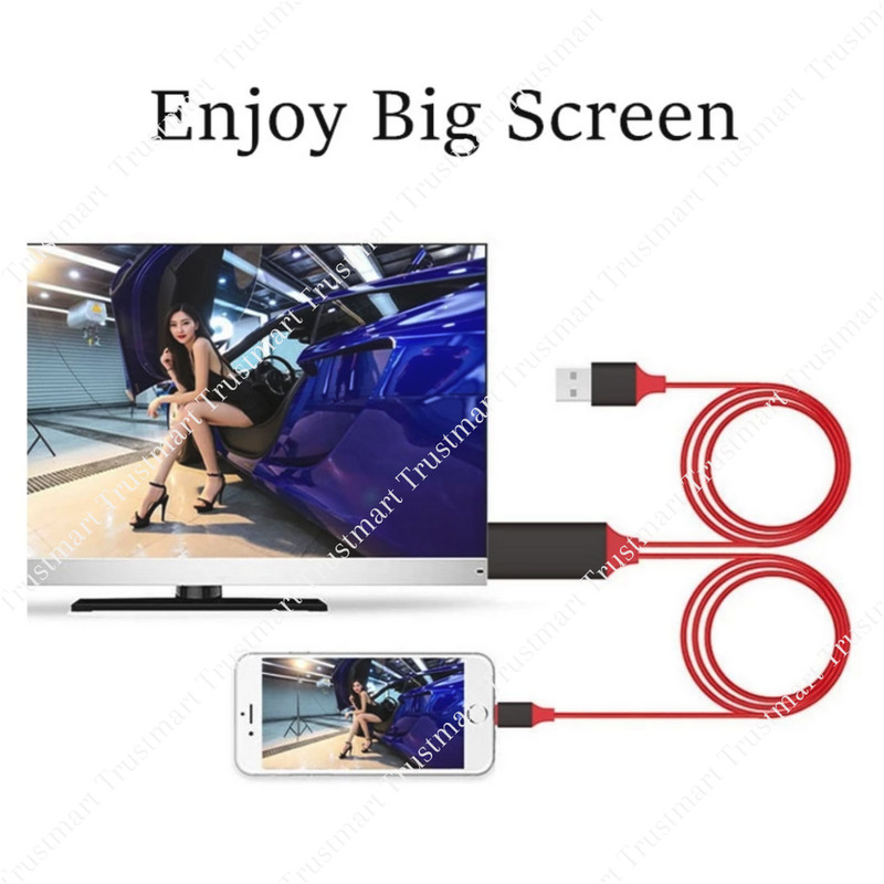 For iPhone 12 11 X 8 iPad 1080P HDMI Mirroring Cable Phone To TV HDTV AV Adapter gallery
