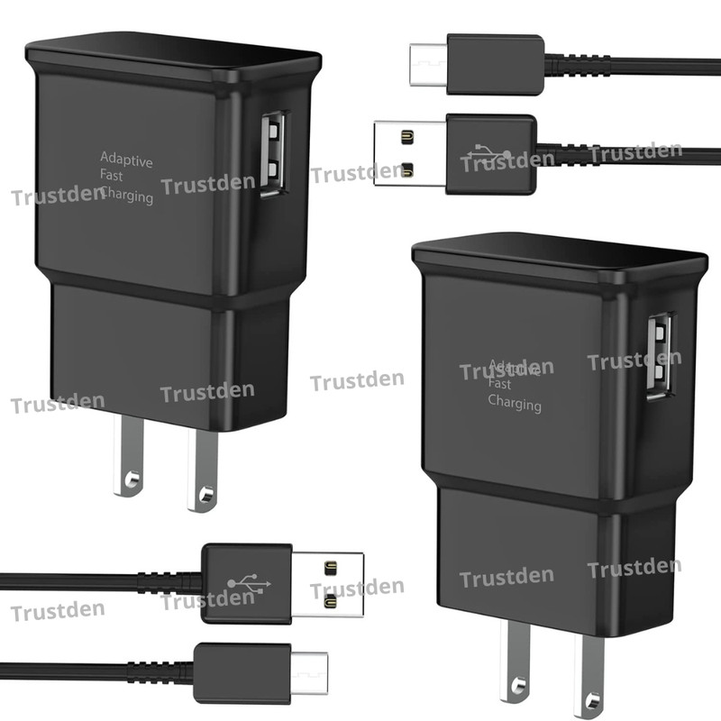 Adaptive Fast Charger Kit USB Type C Cable Wall Cube For Samsung Note S8 9 10 20