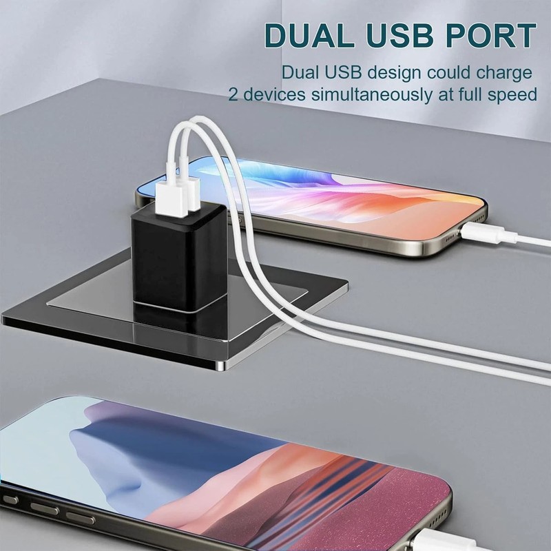 3- Pack, USB Wall Charger, Dual Port Cube Power Adapter Charger black gallery