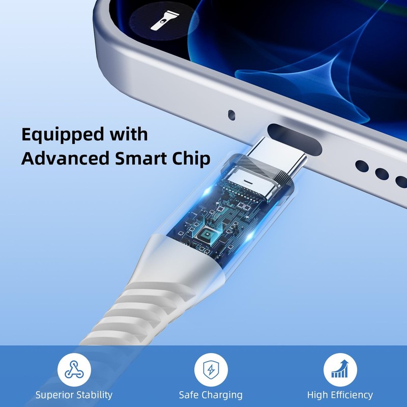 240W USB C to USB C Cable for MacBook/iPad/iPhone 17 16 15 Pro Max, 10ft Righ... gallery