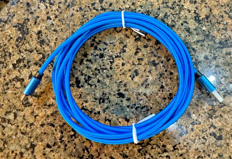 USB-A to USB Micro Charging/Data Transfer Cable Cord 10′ Blue Phone Cable