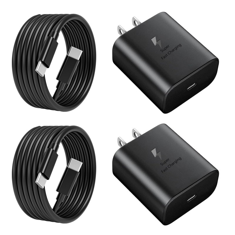 45W Super Fast Charger USB C Type C Samsung S26 S25 Charger 6ft Cable Black