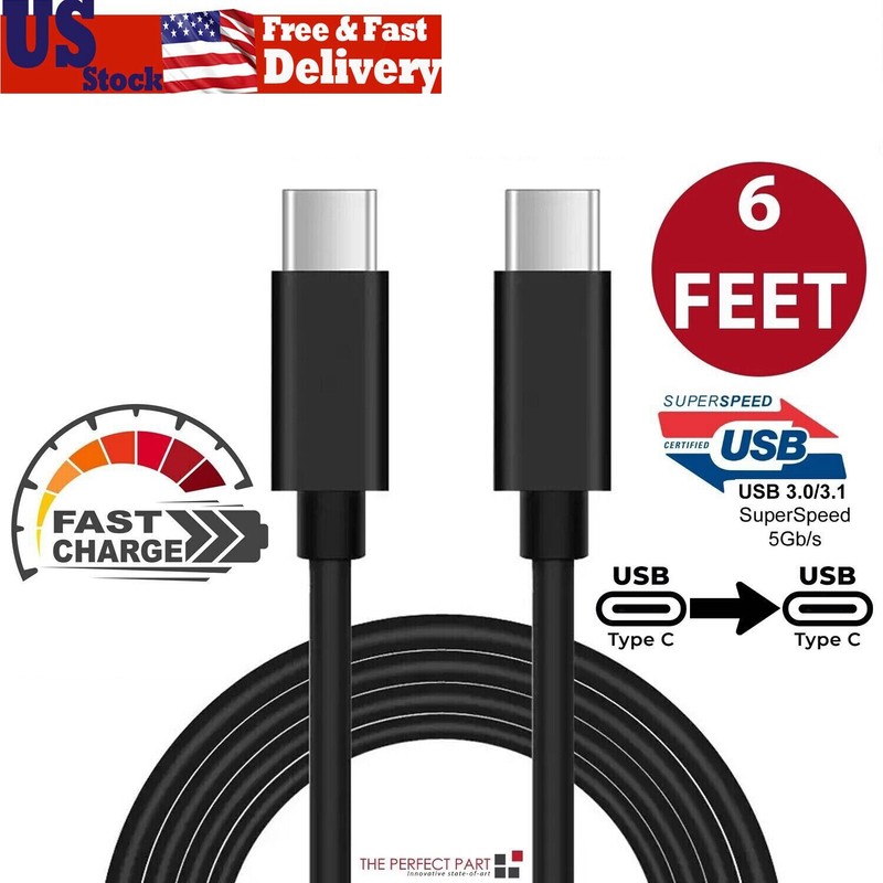 2M USB-C to USB-C Cable Fast Charge Type C Charging Cord Charger Cable For Phone