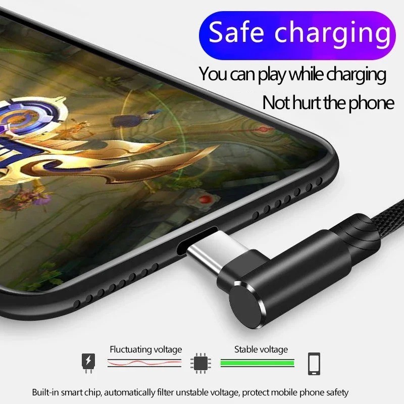 90 Degree USB to USB C Fast Charging Cable 40W for Samsung Huawei Xiaomi gallery