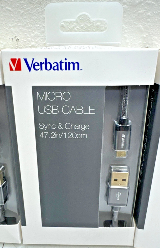 Verbatim Premium Cable Micro-USB to USB A Charge/Sync Cable🔥Braided Black🔥NEW