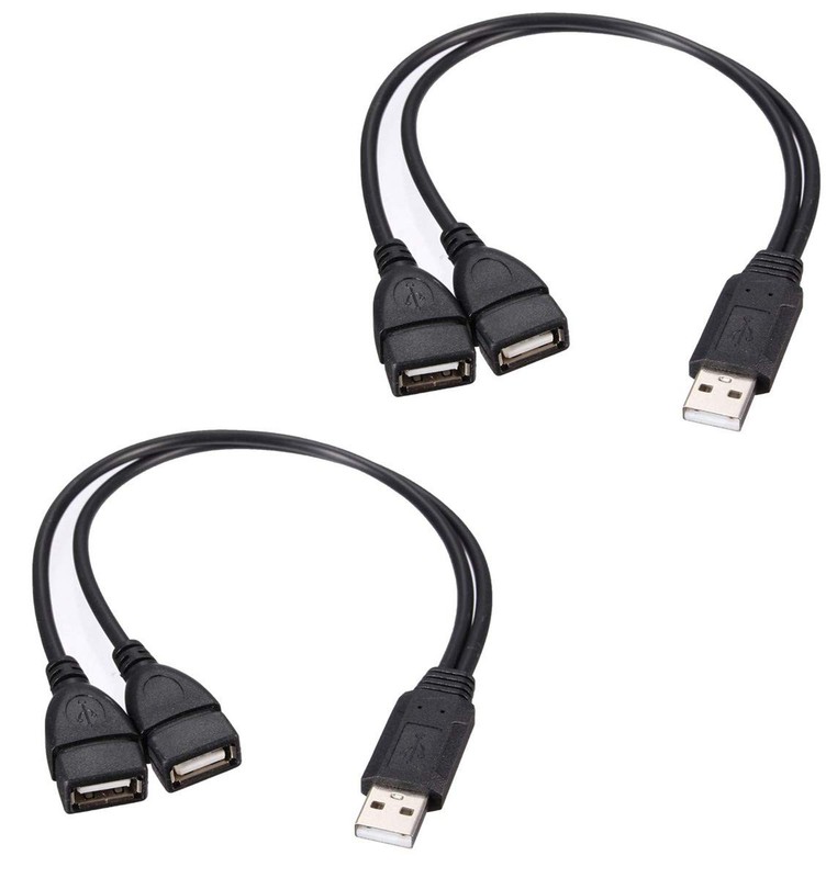 USB 2.0 Adapter, Dual USB Female Jack Y Splitter Charger Cable (2 Pack) for L…
