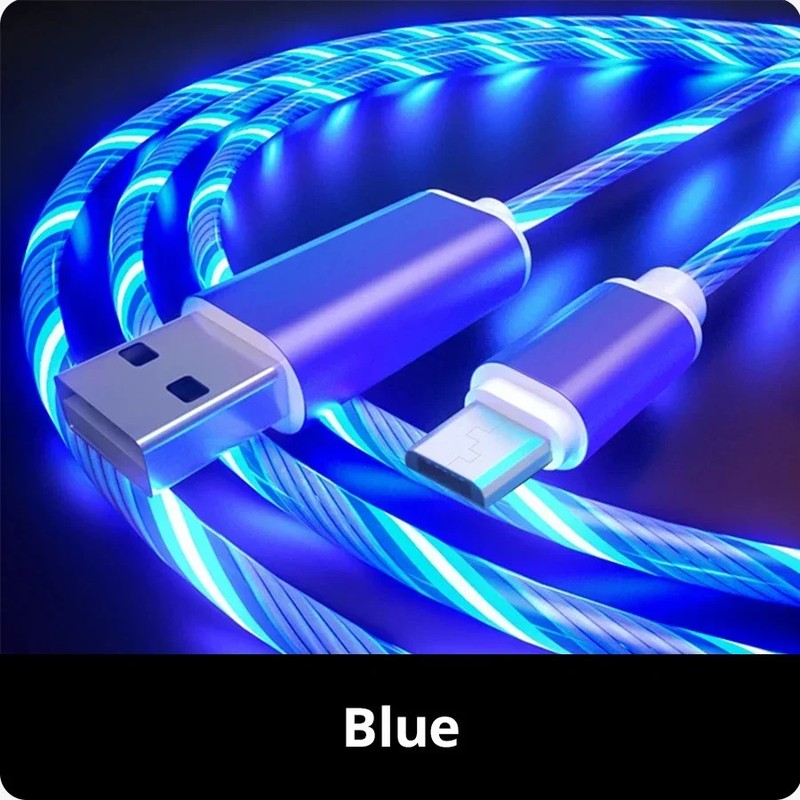 2m Type C Glowing Cable Mobile Phone Charging Cables LED light Charger For Samsu gallery